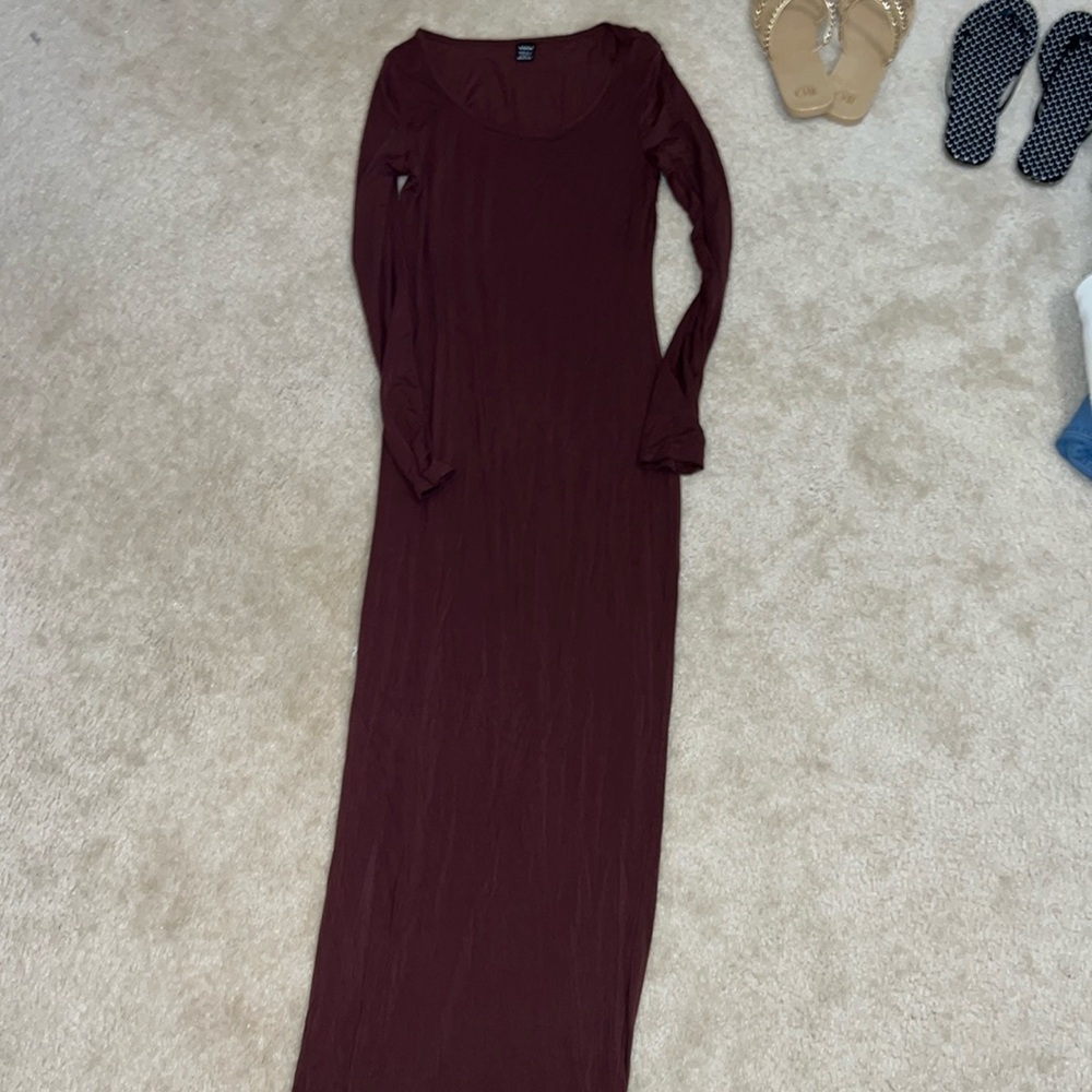 Brown size small long shein dress